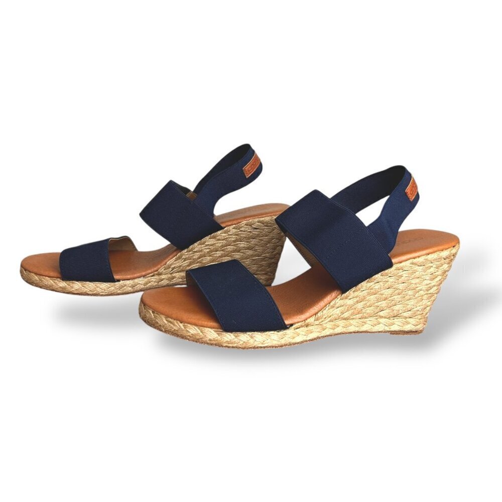 Andre Assous Allison Navy Neutral Wedge Sandal Womens EU38 Sz7.5 Tommy Bahama - Picture 2 of 7